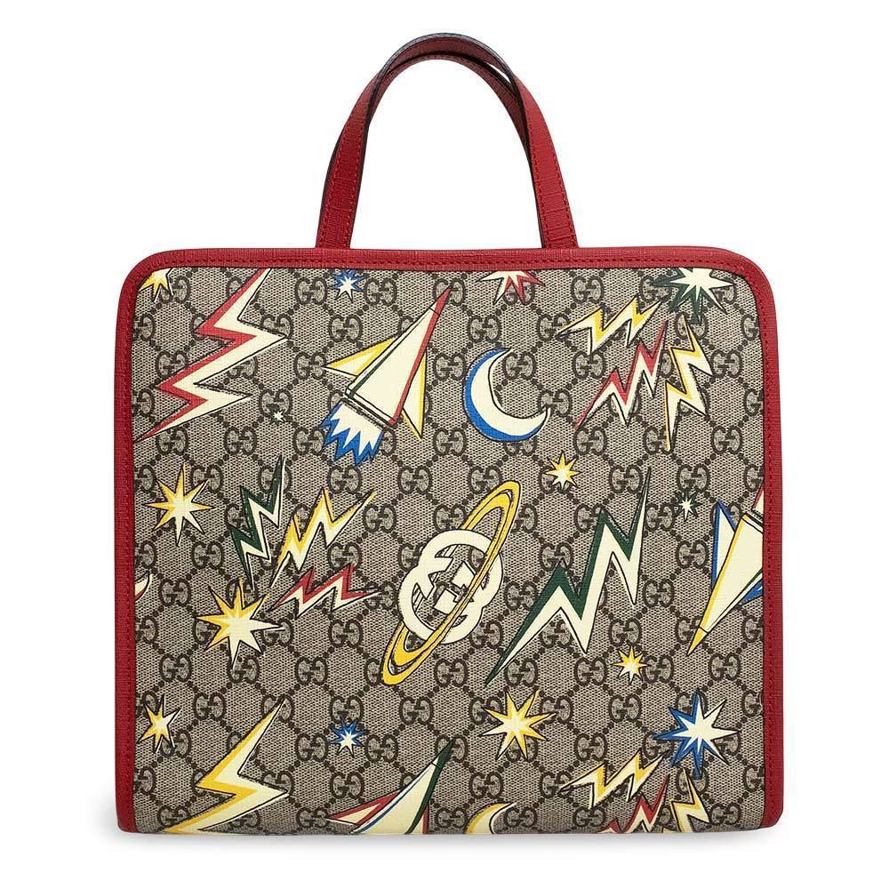 Gucci Rocket Red Canvas Handbag Beige Supreme Tote GG